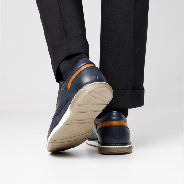 Men's Vegan Leather Casual Oxford Sneakers - BLUE - 8